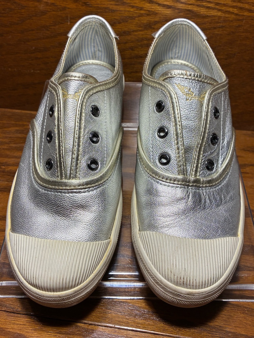 Robin’s Jean Silver Gold Leather Slip-On Sneakers Women’s 7